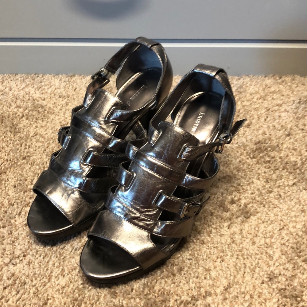 Leather caged sandals
